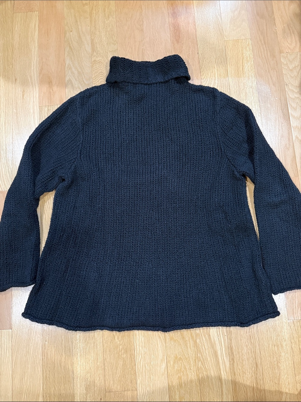 Eileen Fisher 100% organic cotton Black Chunky Turtleneck Sweater